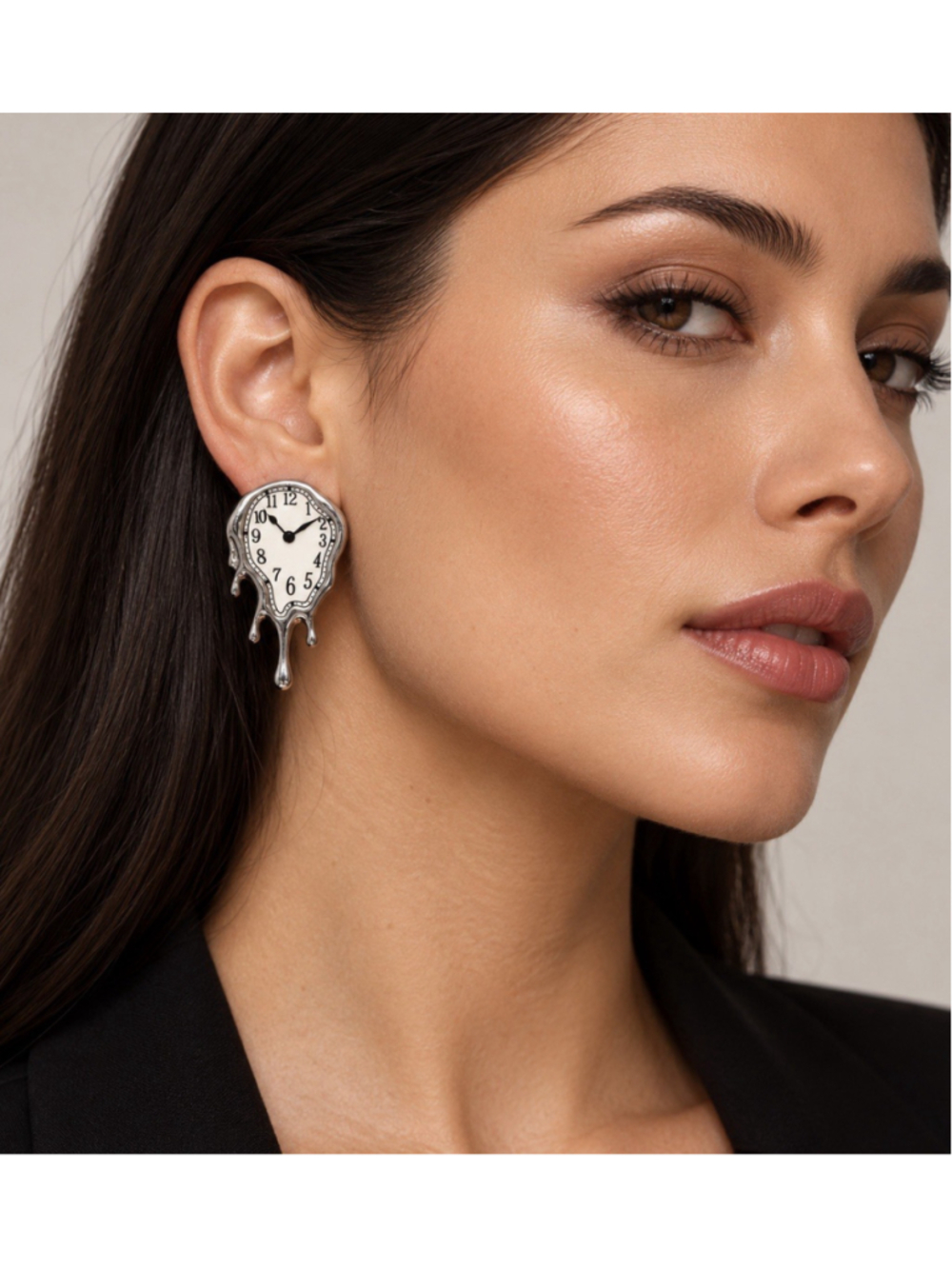 Museum Salvador Dali Melting Clock Silver Earrings Surreal Antique Schiaparelli